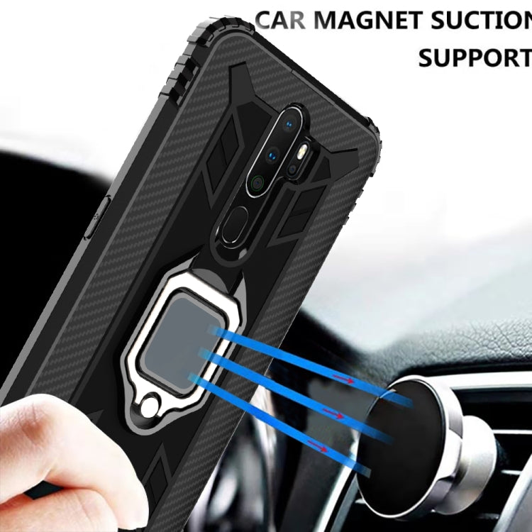 For OPPO A9(2020) /  A11X Carbon Fiber Protective Case with 360 Degree Rotating Ring Holder