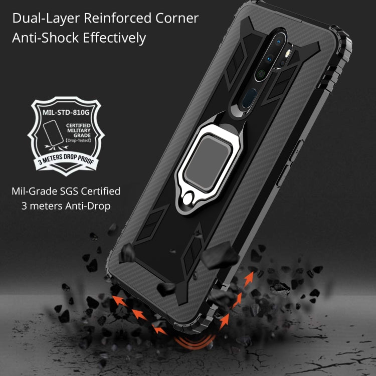 For OPPO A9(2020) /  A11X Carbon Fiber Protective Case with 360 Degree Rotating Ring Holder
