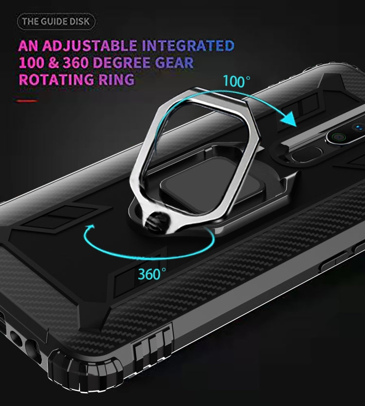 For OPPO A9(2020) /  A11X Carbon Fiber Protective Case with 360 Degree Rotating Ring Holder