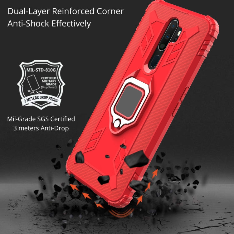 For OPPO A9(2020) /  A11X Carbon Fiber Protective Case with 360 Degree Rotating Ring Holder