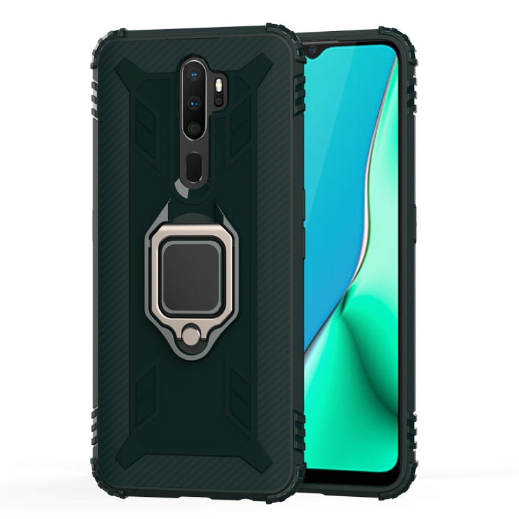 For OPPO A9(2020) /  A11X Carbon Fiber Protective Case with 360 Degree Rotating Ring Holder