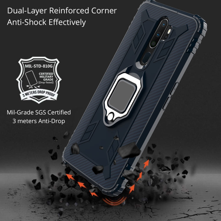 For OPPO A9(2020) /  A11X Carbon Fiber Protective Case with 360 Degree Rotating Ring Holder