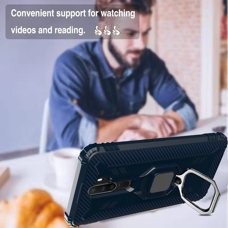 For OPPO A9(2020) /  A11X Carbon Fiber Protective Case with 360 Degree Rotating Ring Holder