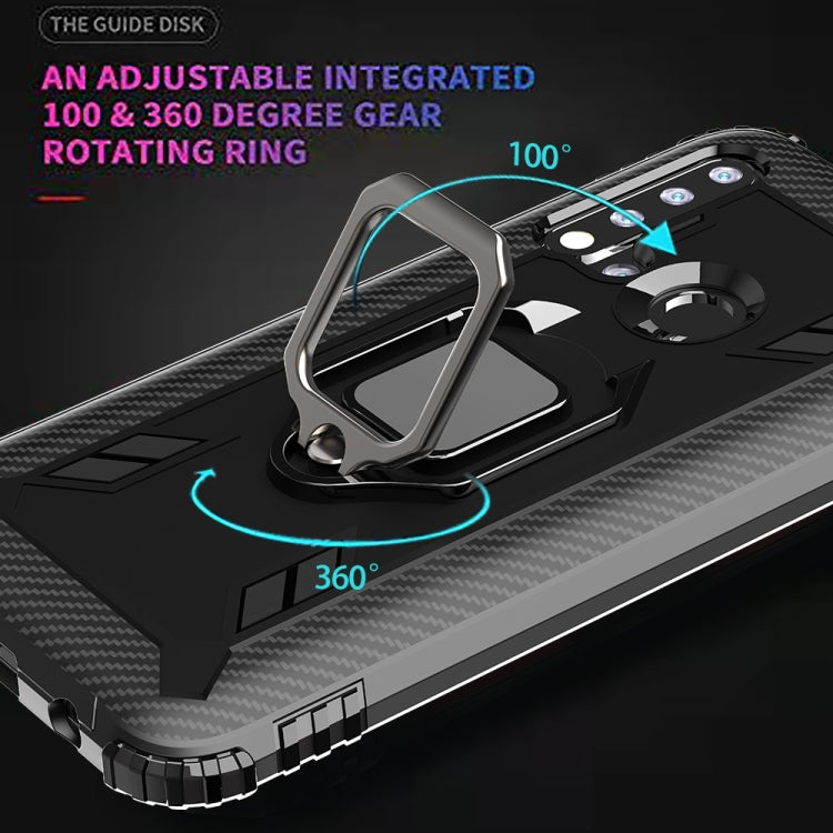 For Huawei Nova 5i / P20 Lite(2019) Carbon Fiber Protective Case with 360 Degree Rotating Ring Holder