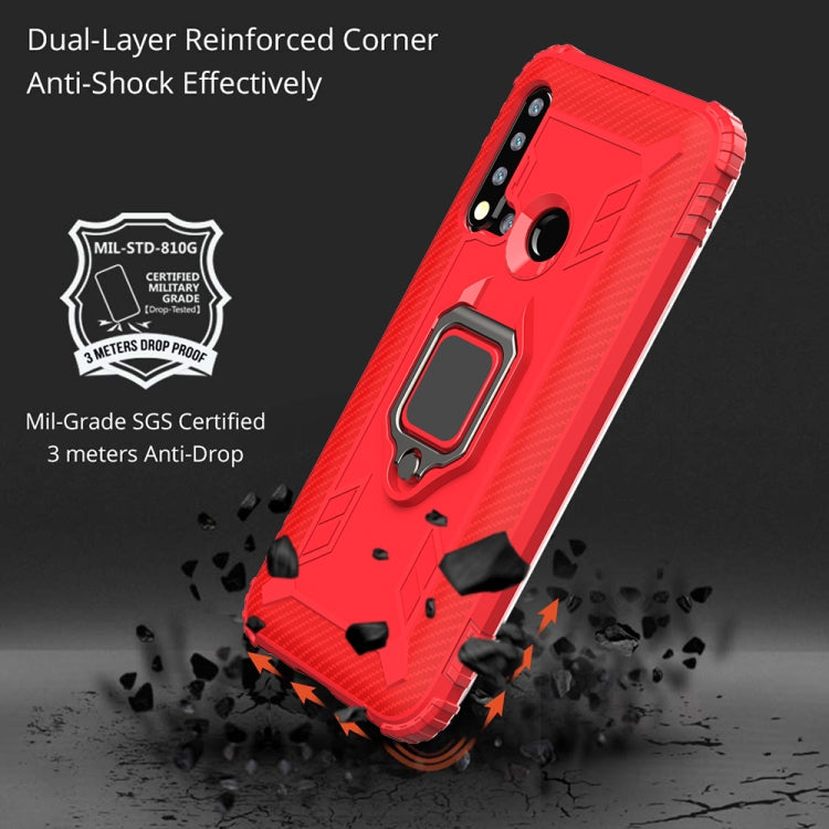 For Huawei Nova 5i / P20 Lite(2019) Carbon Fiber Protective Case with 360 Degree Rotating Ring Holder