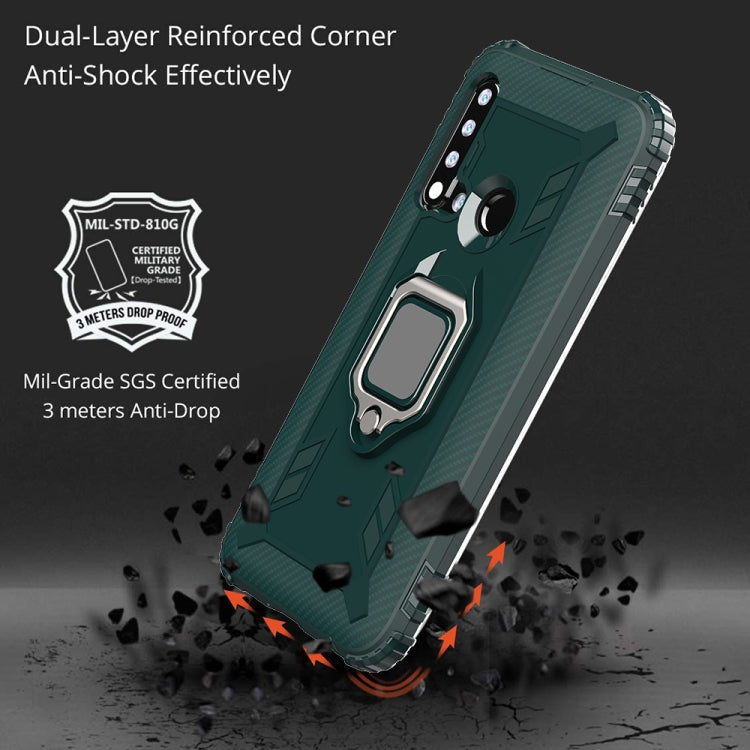 For Huawei Nova 5i / P20 Lite(2019) Carbon Fiber Protective Case with 360 Degree Rotating Ring Holder