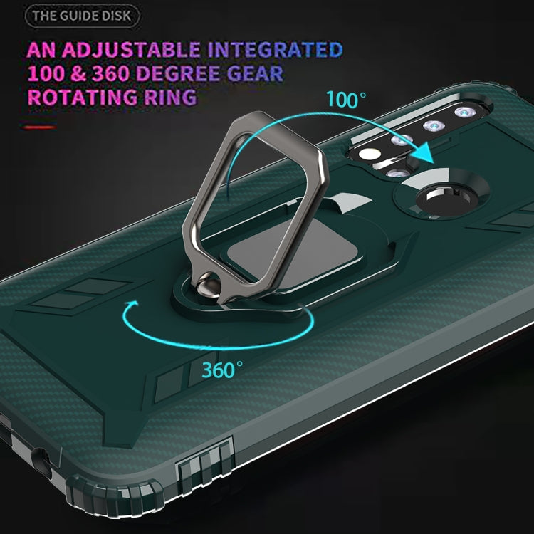 For Huawei Nova 5i / P20 Lite(2019) Carbon Fiber Protective Case with 360 Degree Rotating Ring Holder