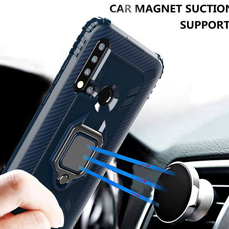 For Huawei Nova 5i / P20 Lite(2019) Carbon Fiber Protective Case with 360 Degree Rotating Ring Holder