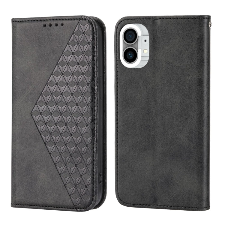 For Nothing Phone 1 Cubic Grid Calf Texture Magnetic Closure Leather Phone Case