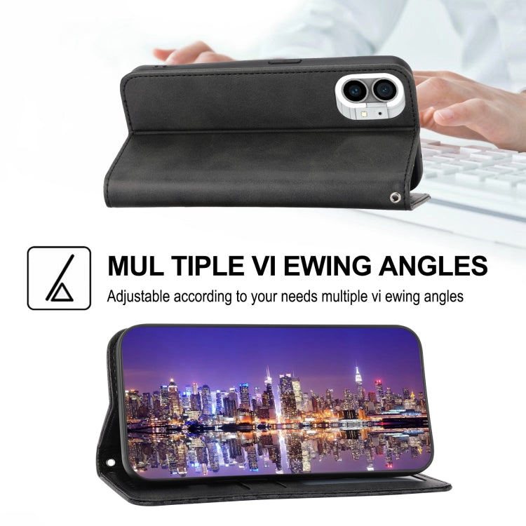 For Nothing Phone 1 Cubic Grid Calf Texture Magnetic Closure Leather Phone Case
