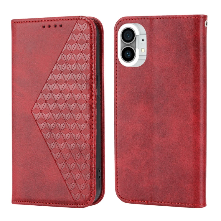 For Nothing Phone 1 Cubic Grid Calf Texture Magnetic Closure Leather Phone Case