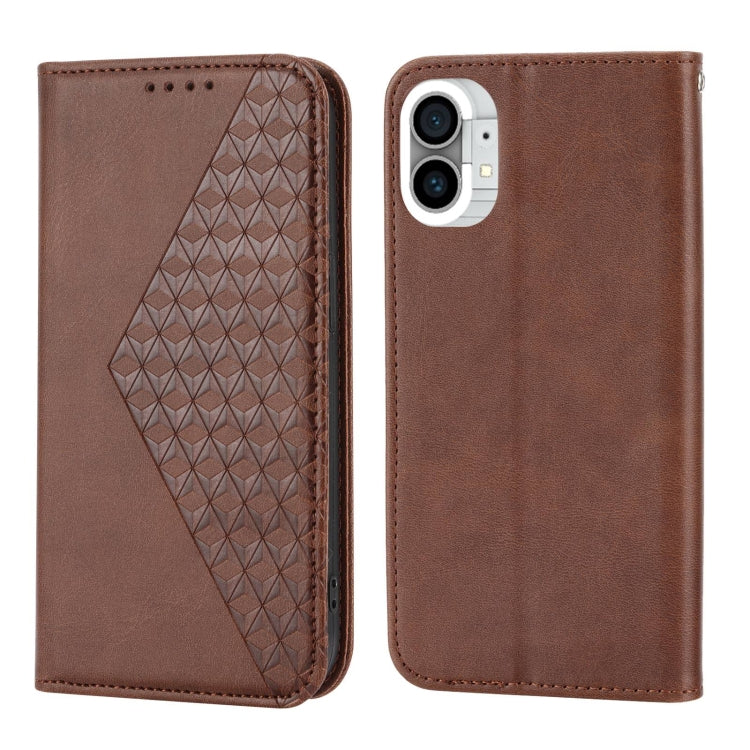 For Nothing Phone 1 Cubic Grid Calf Texture Magnetic Closure Leather Phone Case