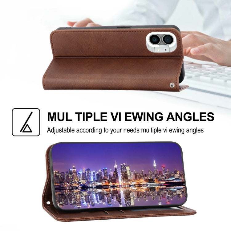 For Nothing Phone 1 Cubic Grid Calf Texture Magnetic Closure Leather Phone Case