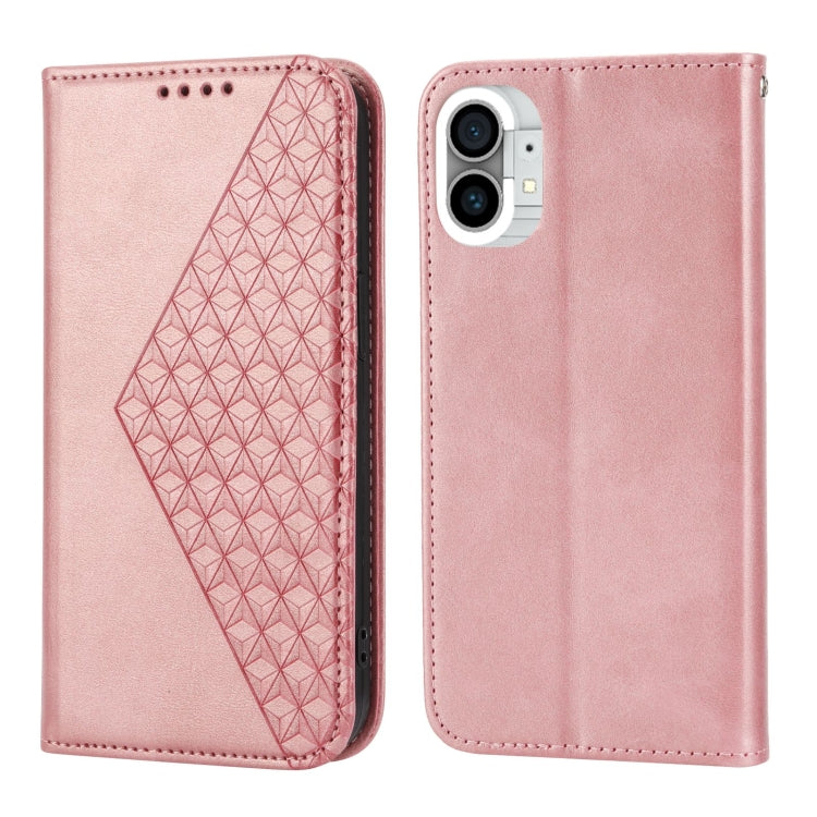 For Nothing Phone 1 Cubic Grid Calf Texture Magnetic Closure Leather Phone Case