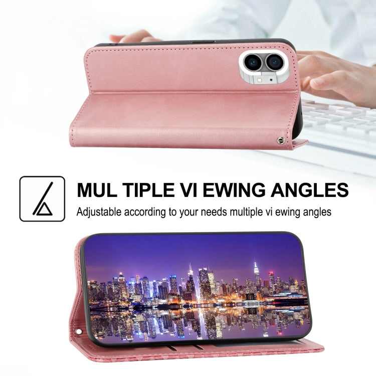 For Nothing Phone 1 Cubic Grid Calf Texture Magnetic Closure Leather Phone Case