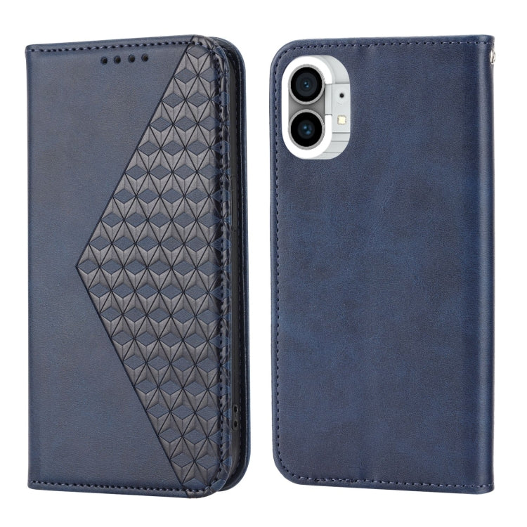 For Nothing Phone 1 Cubic Grid Calf Texture Magnetic Closure Leather Phone Case