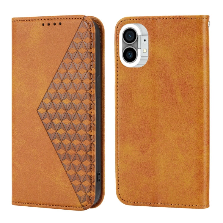 For Nothing Phone 1 Cubic Grid Calf Texture Magnetic Closure Leather Phone Case
