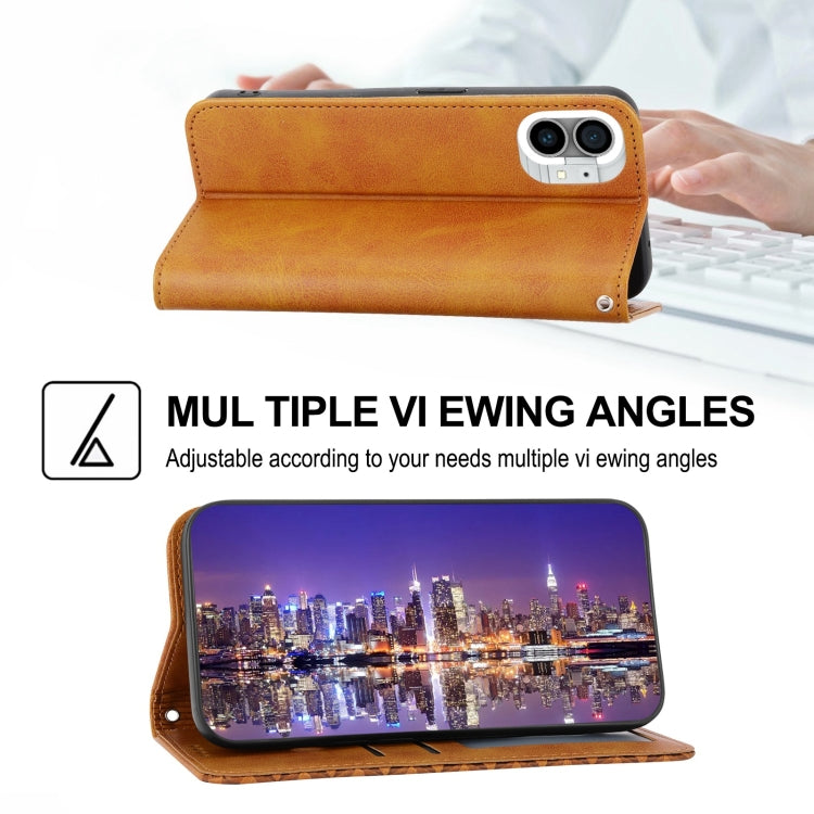 For Nothing Phone 1 Cubic Grid Calf Texture Magnetic Closure Leather Phone Case