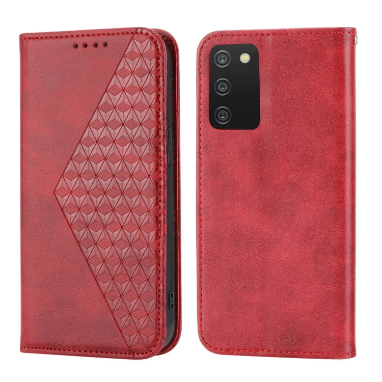 For Xiaomi Redmi Note 11S 5G Cubic Grid Calf Texture Magnetic Closure Leather Phone Case