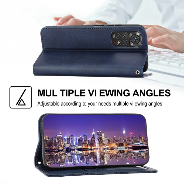 For Xiaomi Redmi Note 11 Pro 4G Cubic Grid Calf Texture Magnetic Closure Leather Phone Case