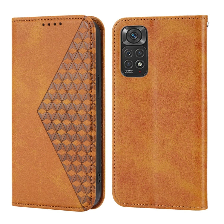 For Xiaomi Redmi Note 11 Pro 4G Cubic Grid Calf Texture Magnetic Closure Leather Phone Case