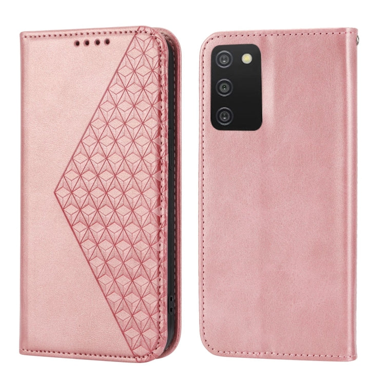 For Realme 9i Cubic Grid Calf Texture Magnetic Closure Leather Phone Case