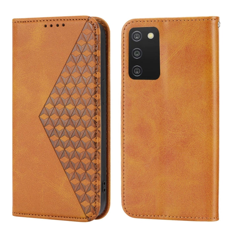 For OPPO Reno7 5G Cubic Grid Calf Texture Magnetic Closure Leather Phone Case