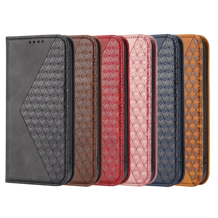 For Sony Xperia 1 IV Cubic Grid Calf Texture Magnetic Closure Leather Phone Case