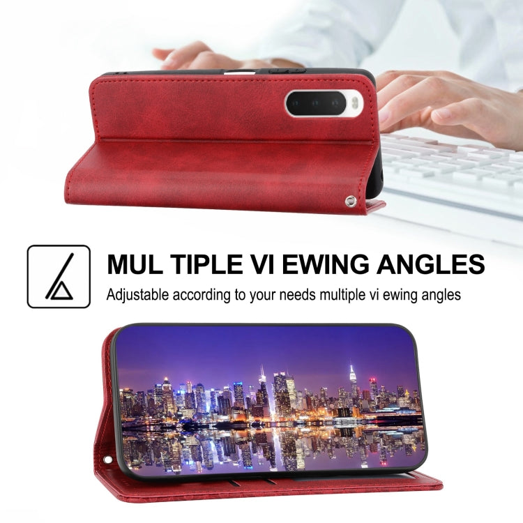 For Sony Xperia 10 IV Cubic Grid Calf Texture Magnetic Closure Leather Phone Case