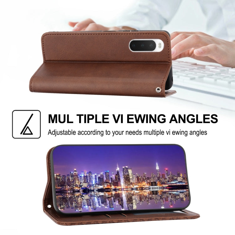 For Sony Xperia 10 IV Cubic Grid Calf Texture Magnetic Closure Leather Phone Case