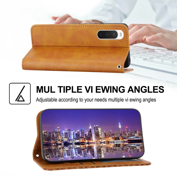For Sony Xperia 10 IV Cubic Grid Calf Texture Magnetic Closure Leather Phone Case