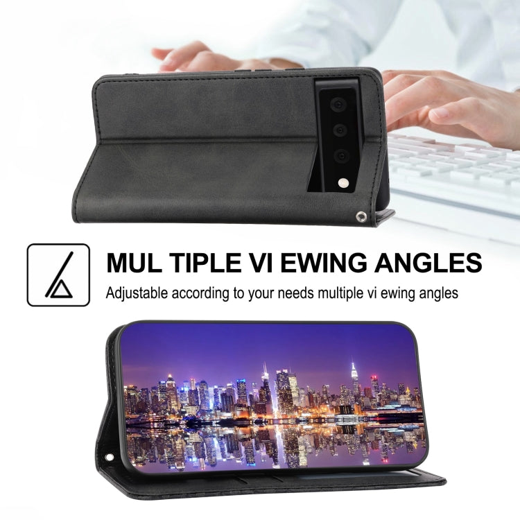 For Google Pixel 6 Cubic Grid Calf Texture Magnetic Closure Leather Phone Case