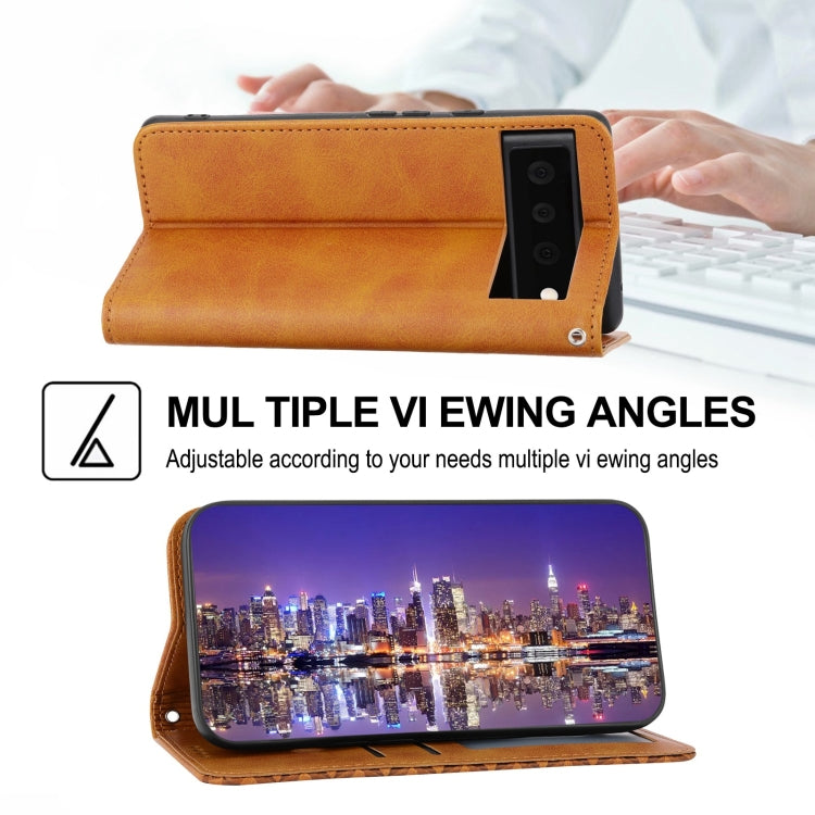 For Google Pixel 6 Cubic Grid Calf Texture Magnetic Closure Leather Phone Case