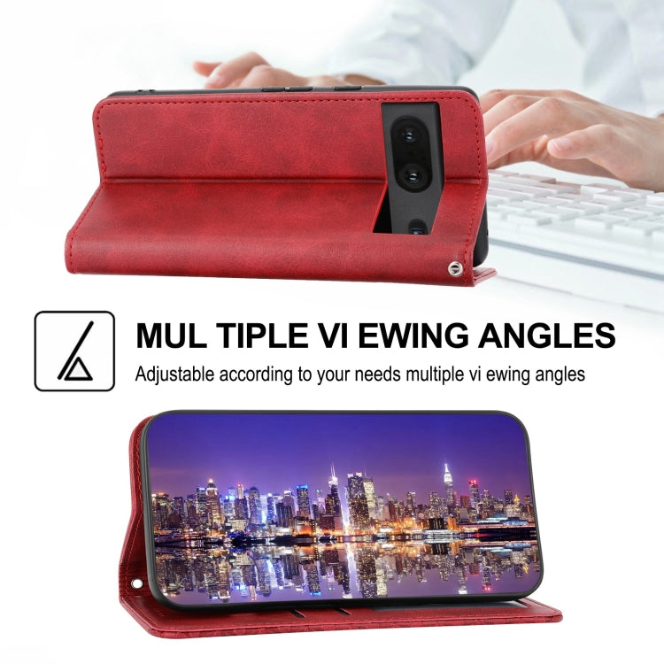 For Google Pixel 6a Cubic Grid Calf Texture Magnetic Closure Leather Phone Case