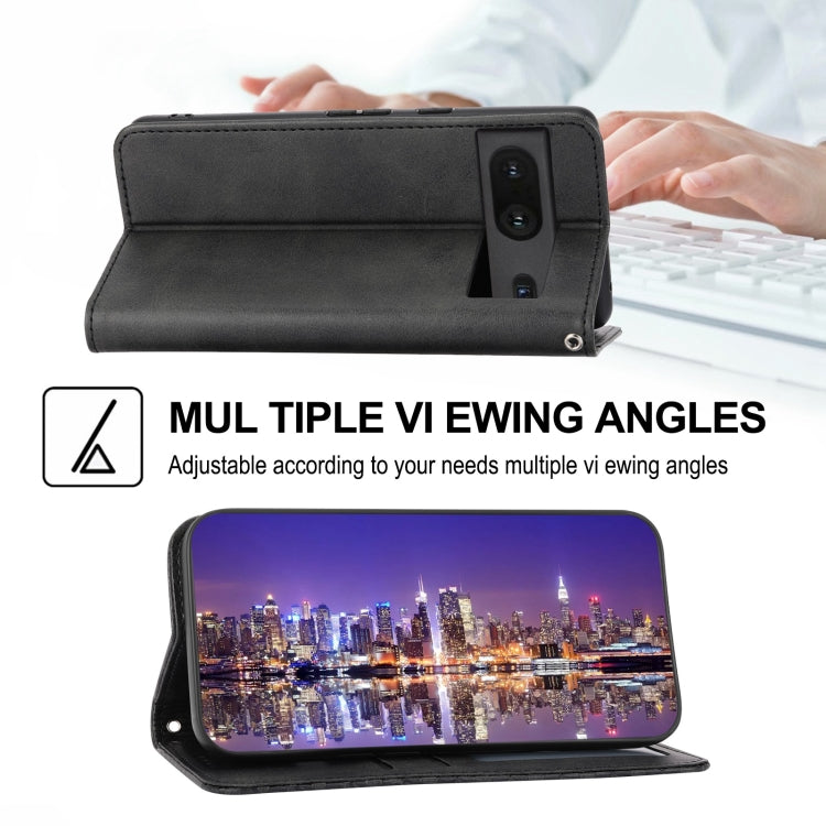 For Google Pixel 7 Cubic Grid Calf Texture Magnetic Closure Leather Phone Case
