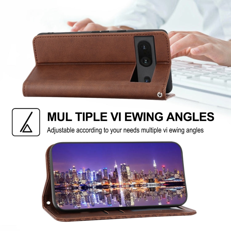 For Google Pixel 7 Cubic Grid Calf Texture Magnetic Closure Leather Phone Case