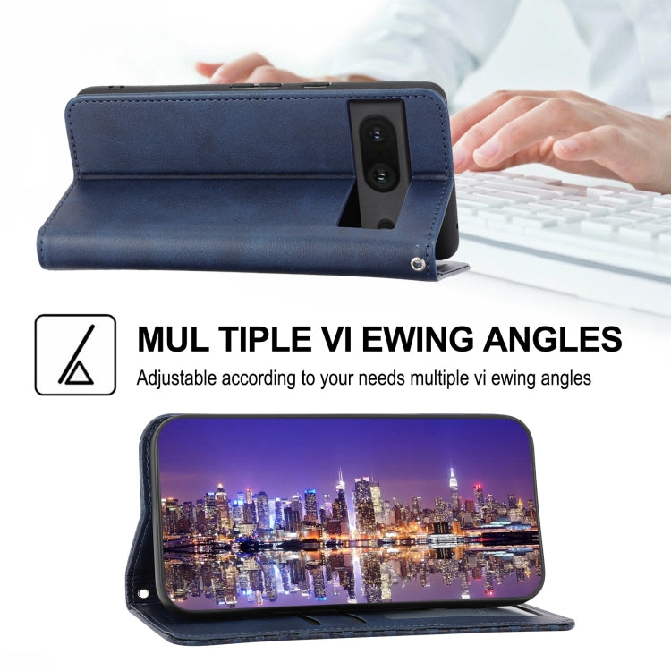 For Google Pixel 7 Cubic Grid Calf Texture Magnetic Closure Leather Phone Case