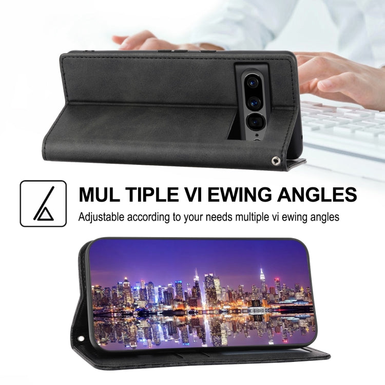 For Google Pixel 7 Pro Cubic Grid Calf Texture Magnetic Closure Leather Phone Case