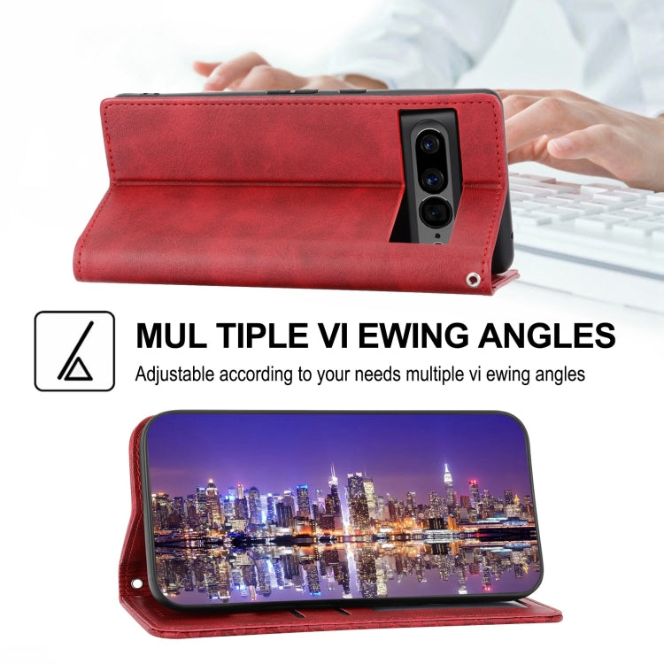 For Google Pixel 7 Pro Cubic Grid Calf Texture Magnetic Closure Leather Phone Case