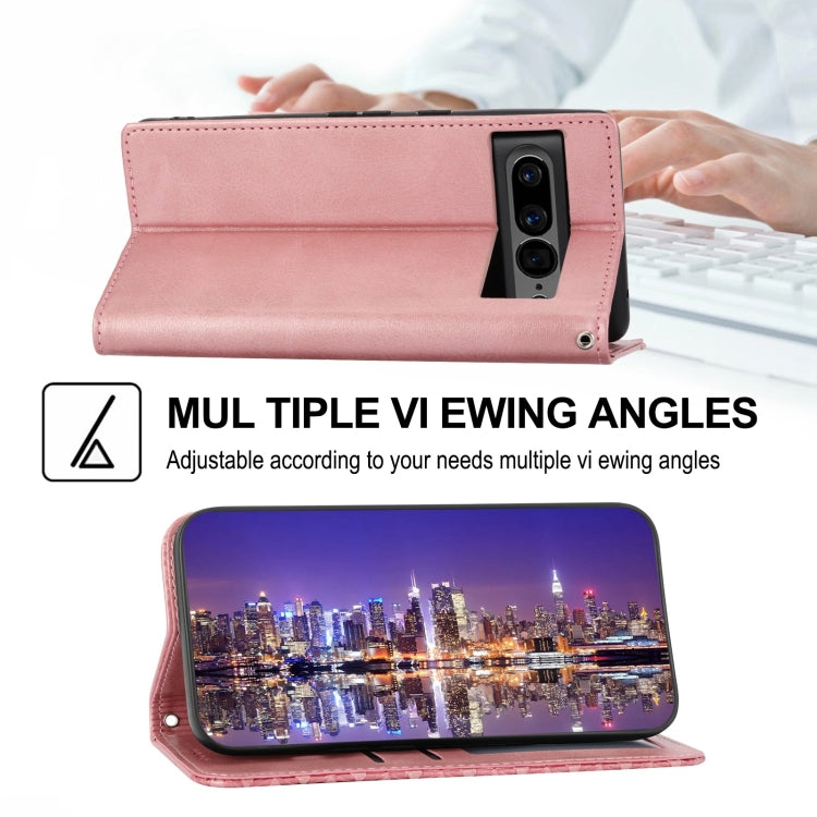 For Google Pixel 7 Pro Cubic Grid Calf Texture Magnetic Closure Leather Phone Case