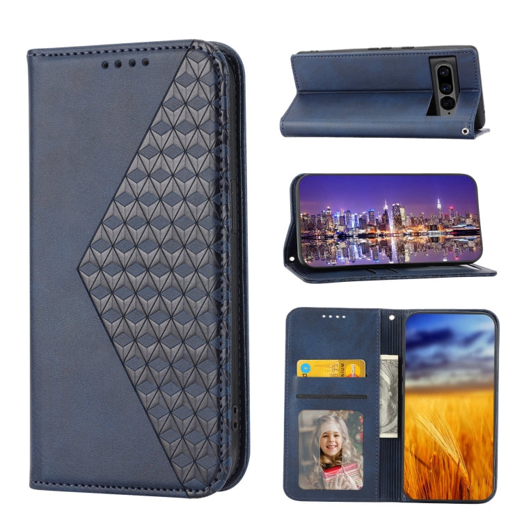 For Google Pixel 7 Pro Cubic Grid Calf Texture Magnetic Closure Leather Phone Case