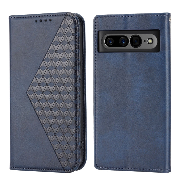 For Google Pixel 7 Pro Cubic Grid Calf Texture Magnetic Closure Leather Phone Case