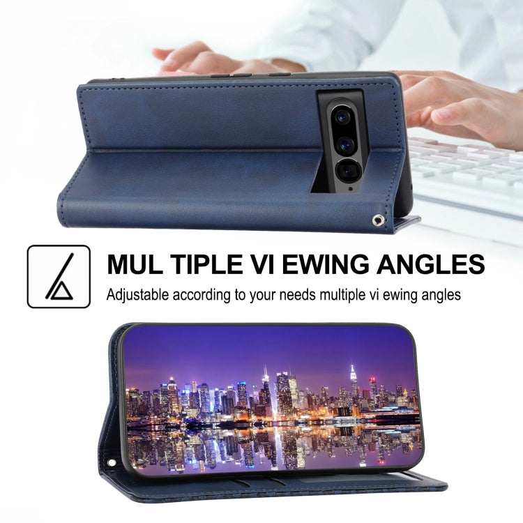 For Google Pixel 7 Pro Cubic Grid Calf Texture Magnetic Closure Leather Phone Case