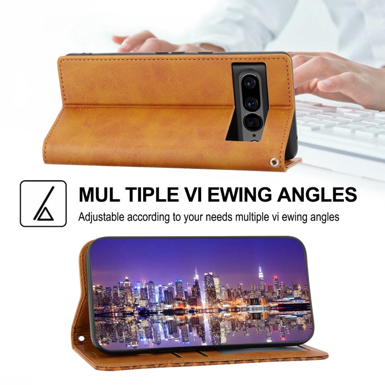 For Google Pixel 7 Pro Cubic Grid Calf Texture Magnetic Closure Leather Phone Case