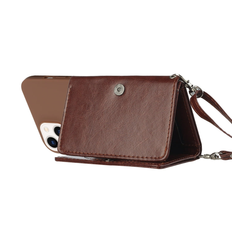 For iPhone 14 Crossbody Lanyard Wallet Card Bag Phone Case