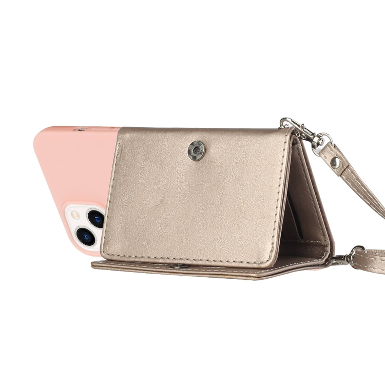 For iPhone 14 Crossbody Lanyard Wallet Card Bag Phone Case