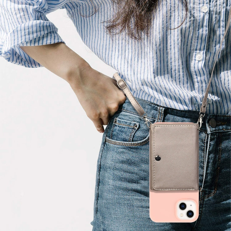 For iPhone 14 Crossbody Lanyard Wallet Card Bag Phone Case