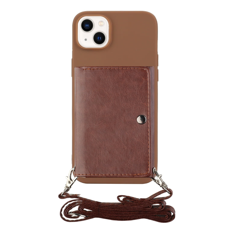 For iPhone 14 Plus Crossbody Lanyard Wallet Card Bag Phone Case