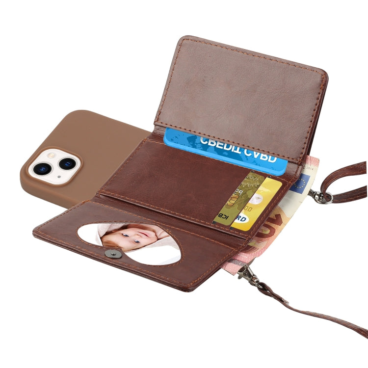 For iPhone 14 Plus Crossbody Lanyard Wallet Card Bag Phone Case