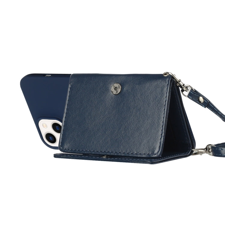 For iPhone 14 Plus Crossbody Lanyard Wallet Card Bag Phone Case